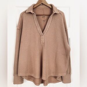 Aerie Waffle Knit Polo Sweater Size M